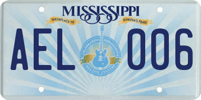 MS license plate AEL006