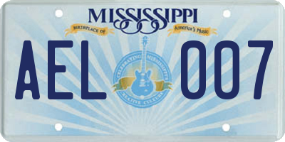 MS license plate AEL007