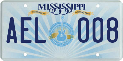 MS license plate AEL008