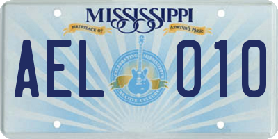 MS license plate AEL010