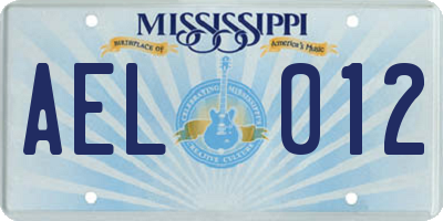MS license plate AEL012