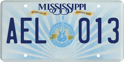 MS license plate AEL013