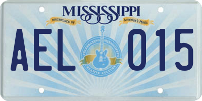 MS license plate AEL015