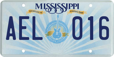 MS license plate AEL016