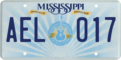 MS license plate AEL017