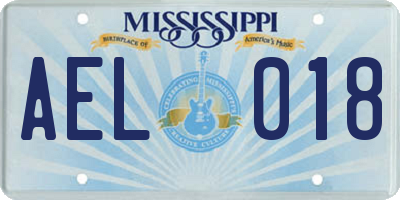 MS license plate AEL018