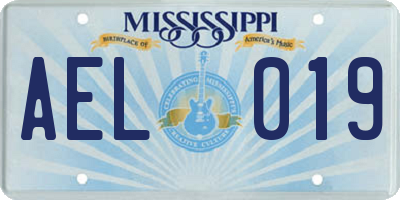 MS license plate AEL019