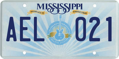 MS license plate AEL021