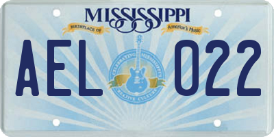 MS license plate AEL022