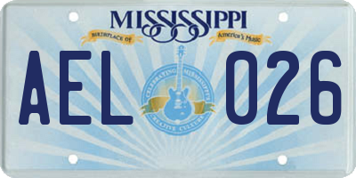 MS license plate AEL026