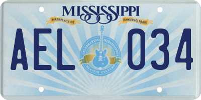 MS license plate AEL034