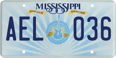 MS license plate AEL036