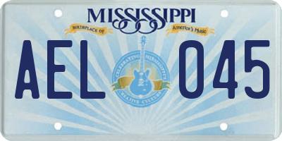 MS license plate AEL045