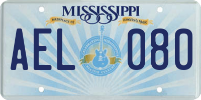 MS license plate AEL080