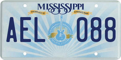MS license plate AEL088