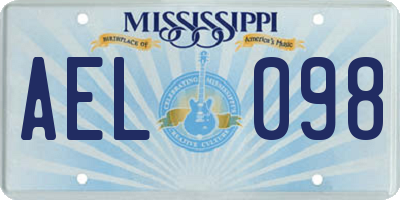MS license plate AEL098