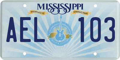 MS license plate AEL103