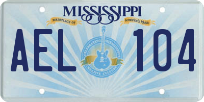 MS license plate AEL104