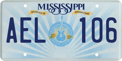 MS license plate AEL106
