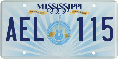 MS license plate AEL115
