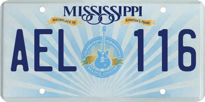 MS license plate AEL116