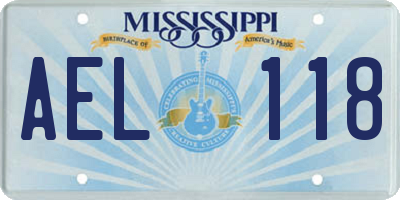 MS license plate AEL118