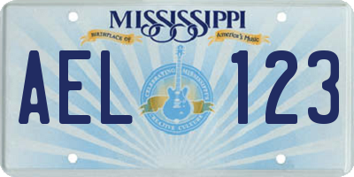 MS license plate AEL123