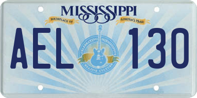 MS license plate AEL130