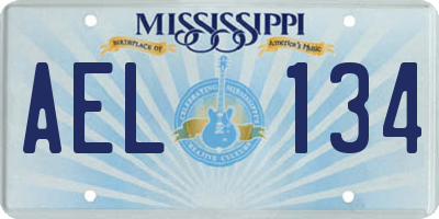 MS license plate AEL134