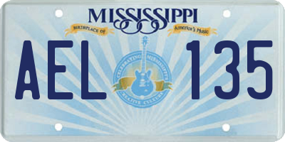 MS license plate AEL135