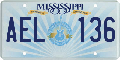 MS license plate AEL136