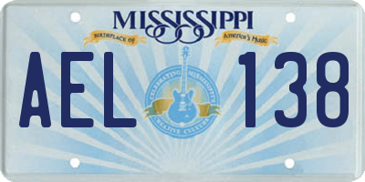 MS license plate AEL138