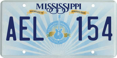 MS license plate AEL154