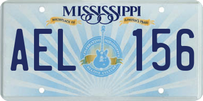 MS license plate AEL156