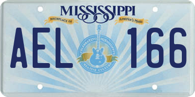 MS license plate AEL166