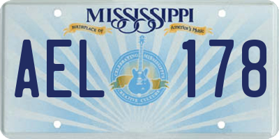 MS license plate AEL178