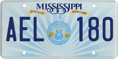 MS license plate AEL180