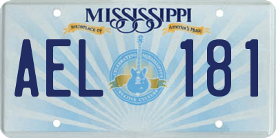 MS license plate AEL181