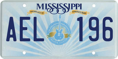 MS license plate AEL196
