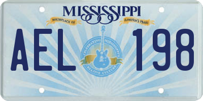 MS license plate AEL198