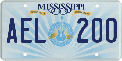 MS license plate AEL200