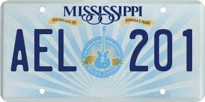 MS license plate AEL201