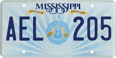 MS license plate AEL205