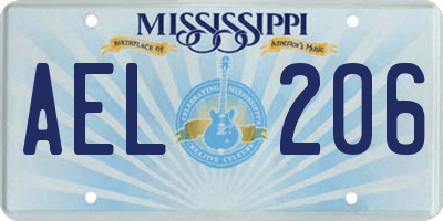 MS license plate AEL206