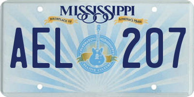 MS license plate AEL207