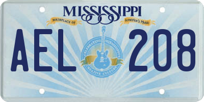 MS license plate AEL208