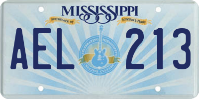 MS license plate AEL213