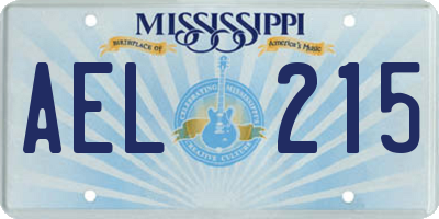 MS license plate AEL215
