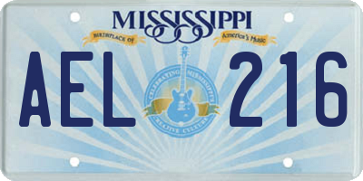 MS license plate AEL216