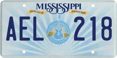 MS license plate AEL218